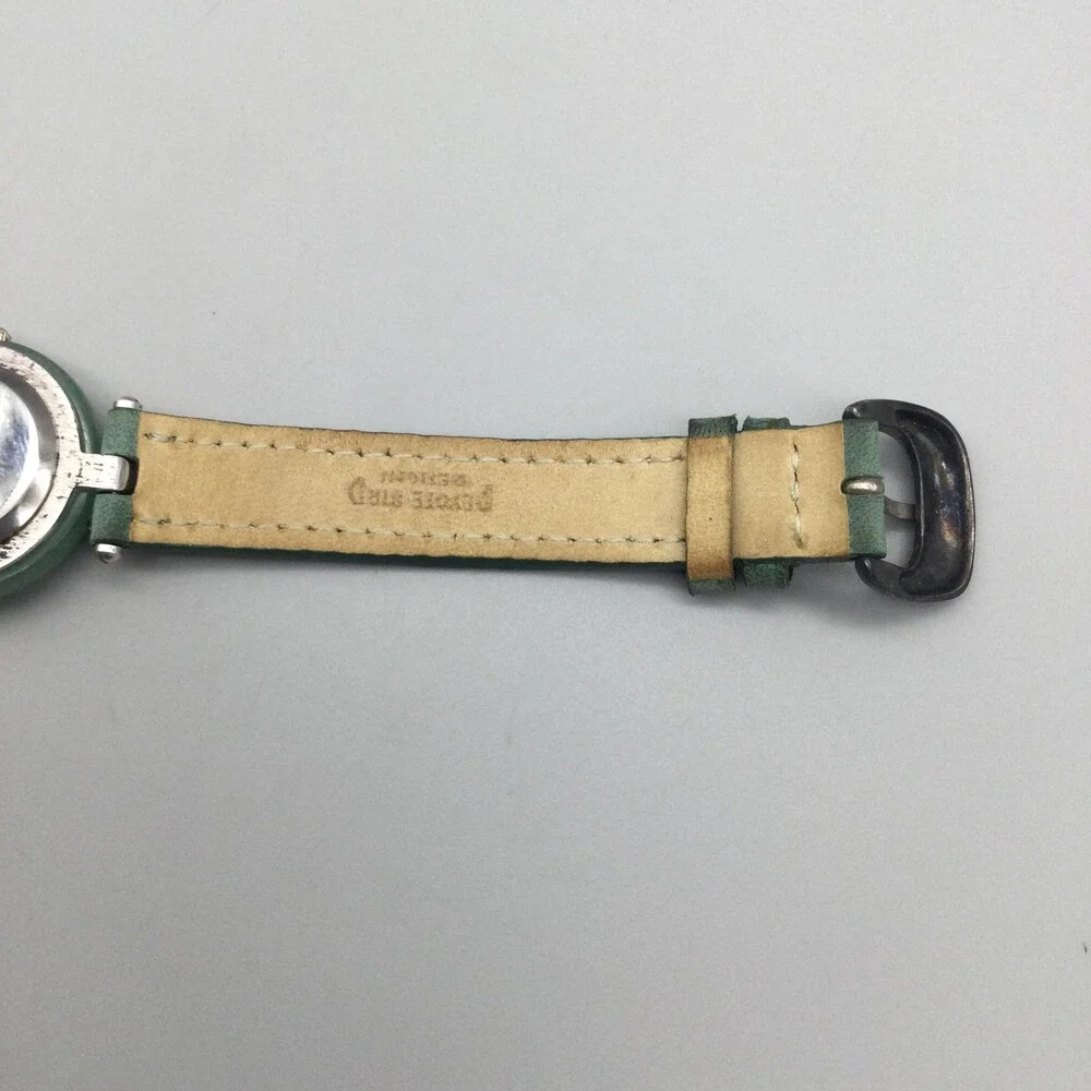 Womens Watch 24mm Green Dial Sterling 925 Case Green Leather Strap New Battery